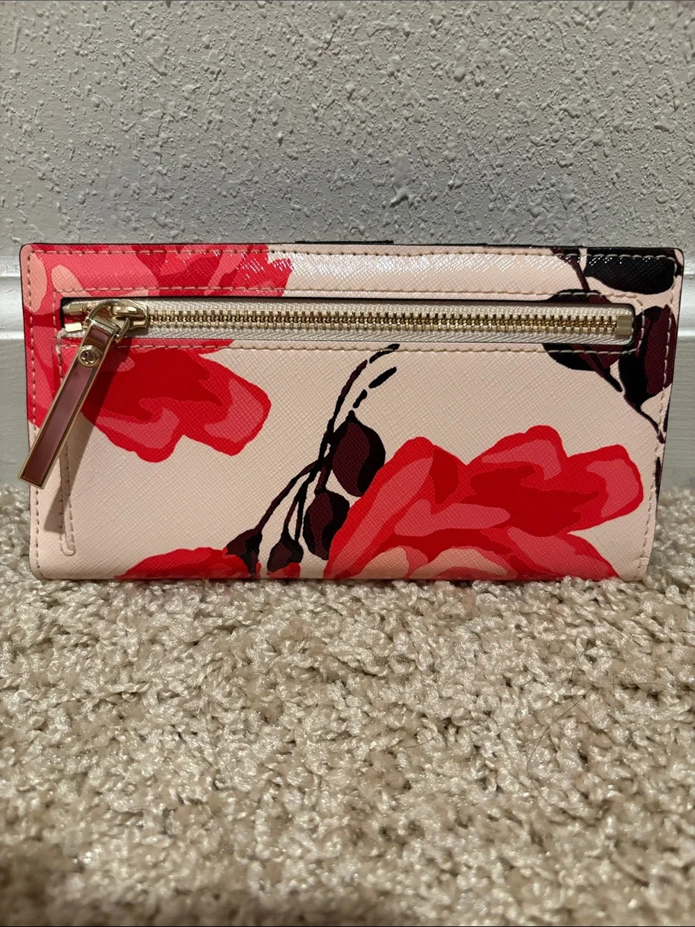 kate spade Pink Rose Print Continental Wallet